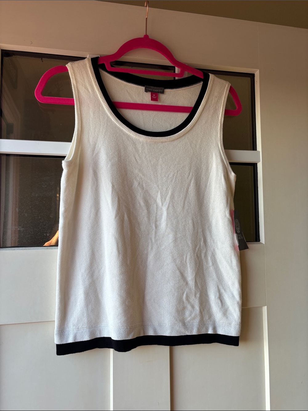 Vince Camuto White Tank with Black Trim